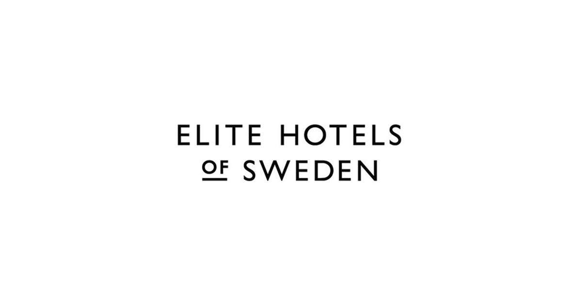 Logotypen "Elite Hotels of Sweden" i svart text på vit bakgrund